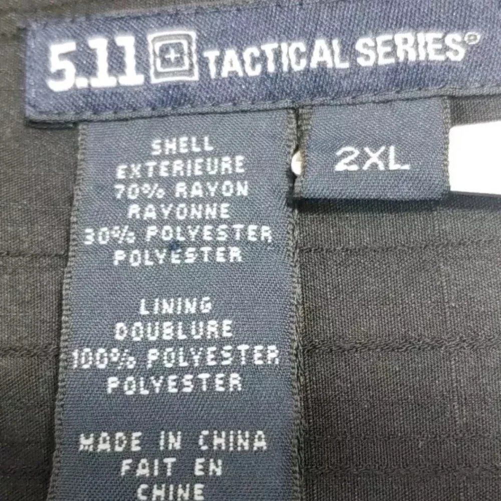 5.11 Tactical Vented Camp Shirt Men 2X Black Snap Button Biker Military Gorp